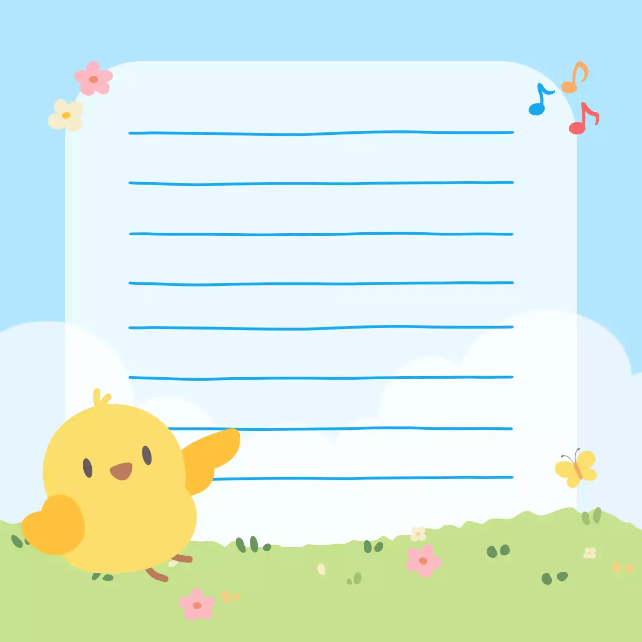 노랑 아기자기한 병아리 캐릭터