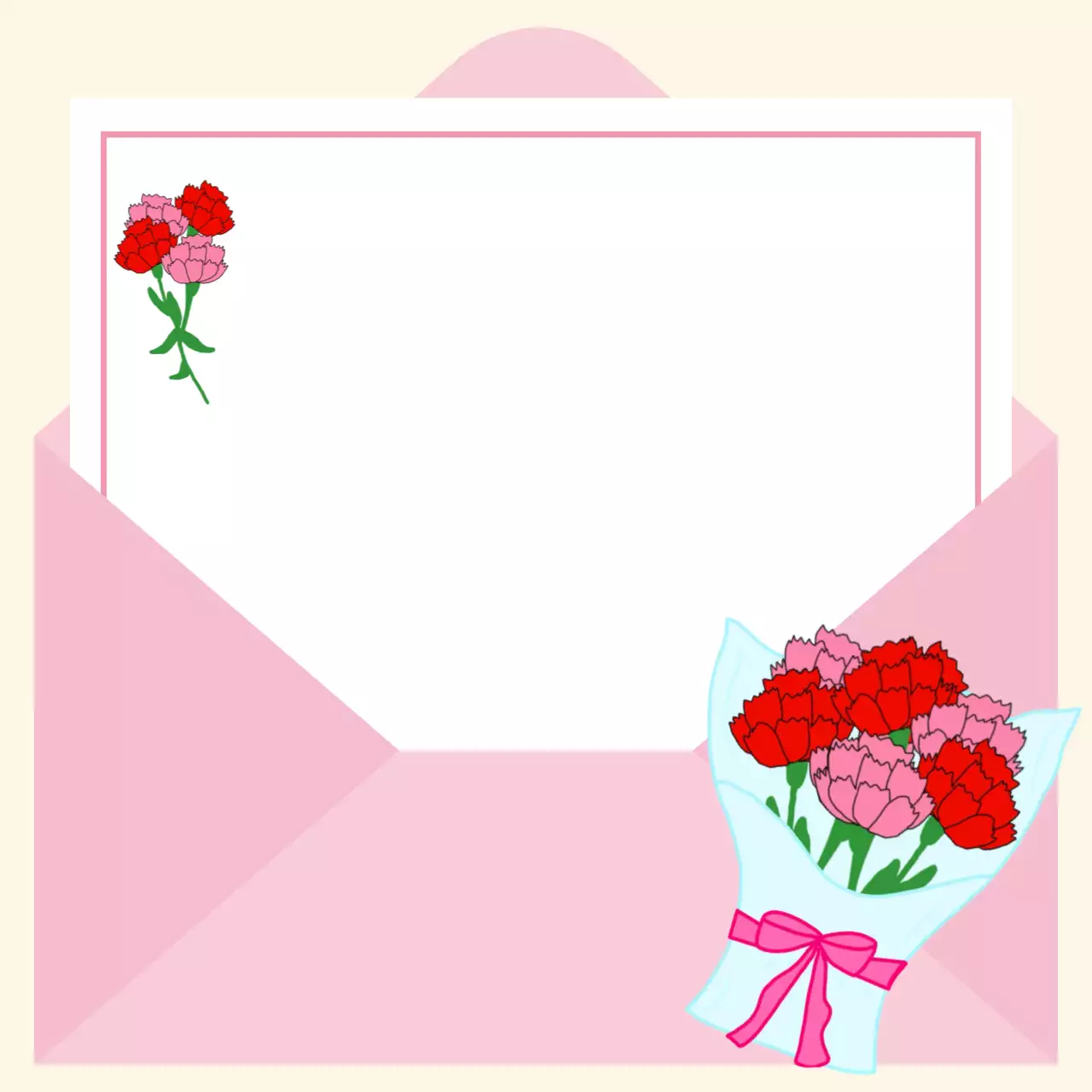 분홍색 아기자기한 카네이션 편지