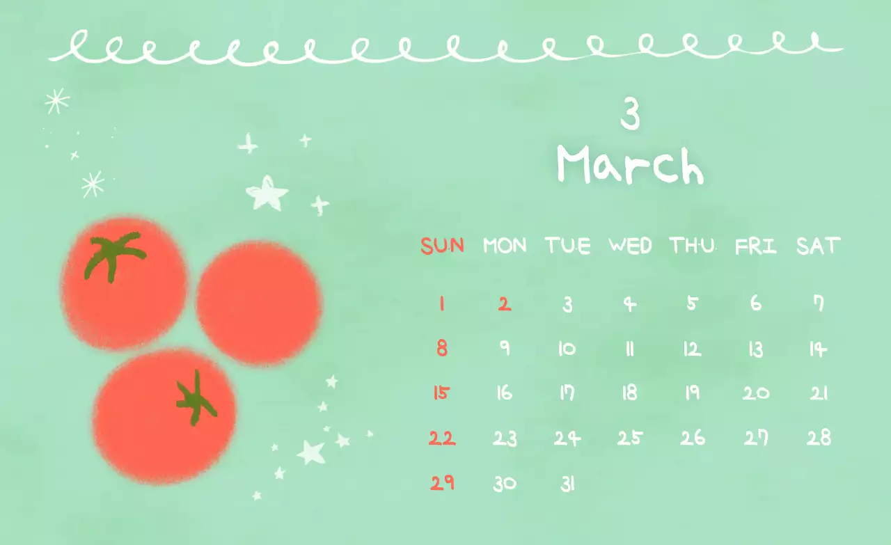 초록 미니멀 3월 달력 안내