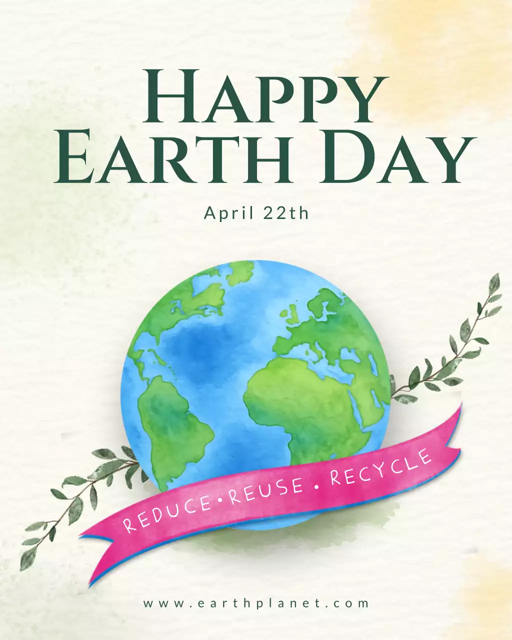 green simple earth day announcement