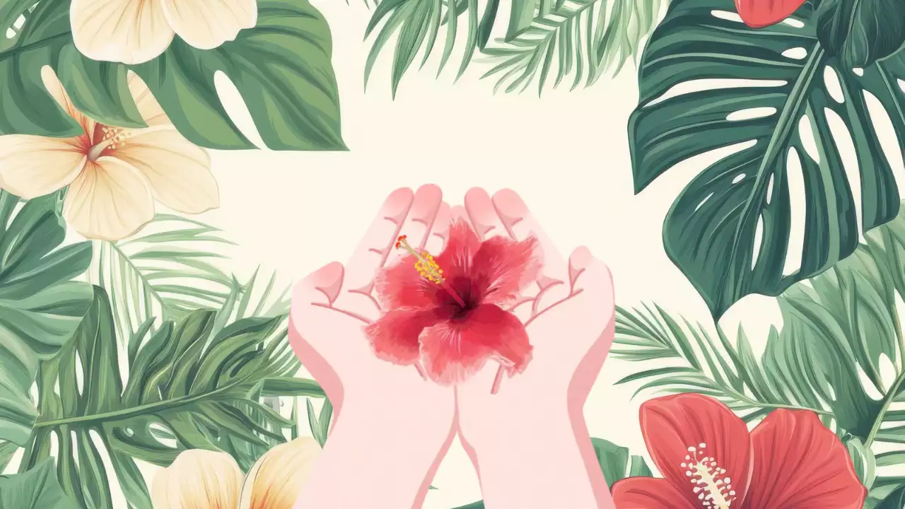 분홍색 열대 소형 식물 배경