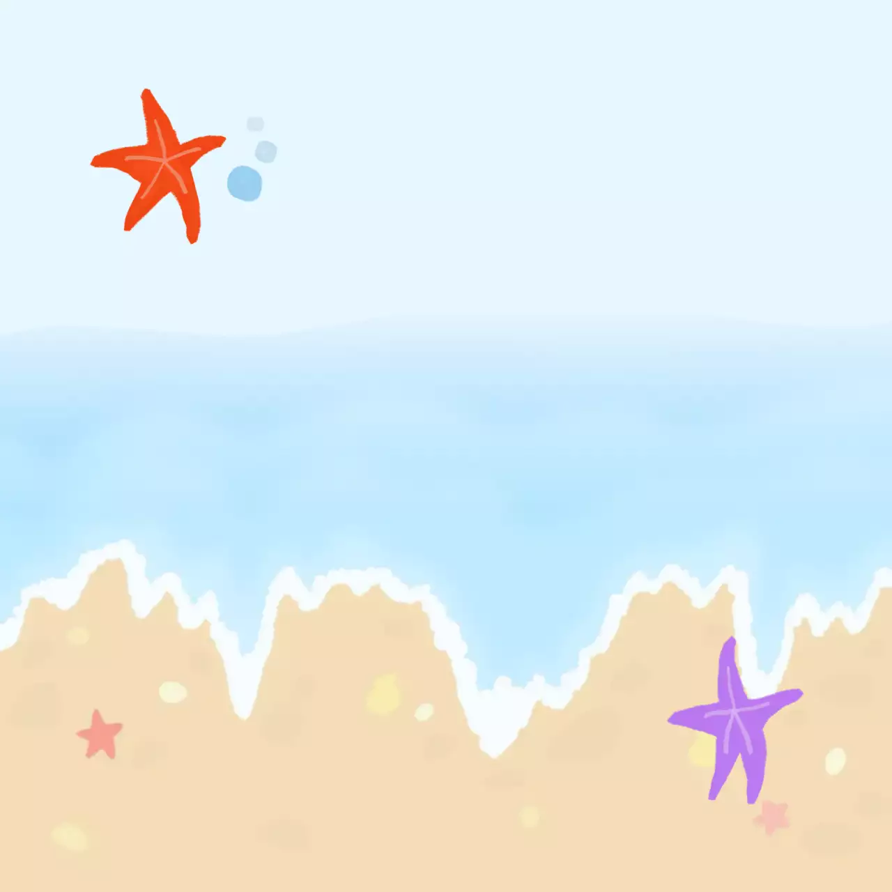 파란색 미니멀 해변 휴가 안내