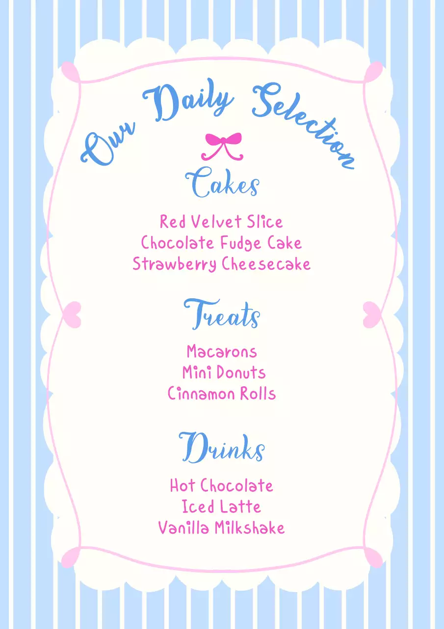 Blue Cute Stripes Dessert Bakery