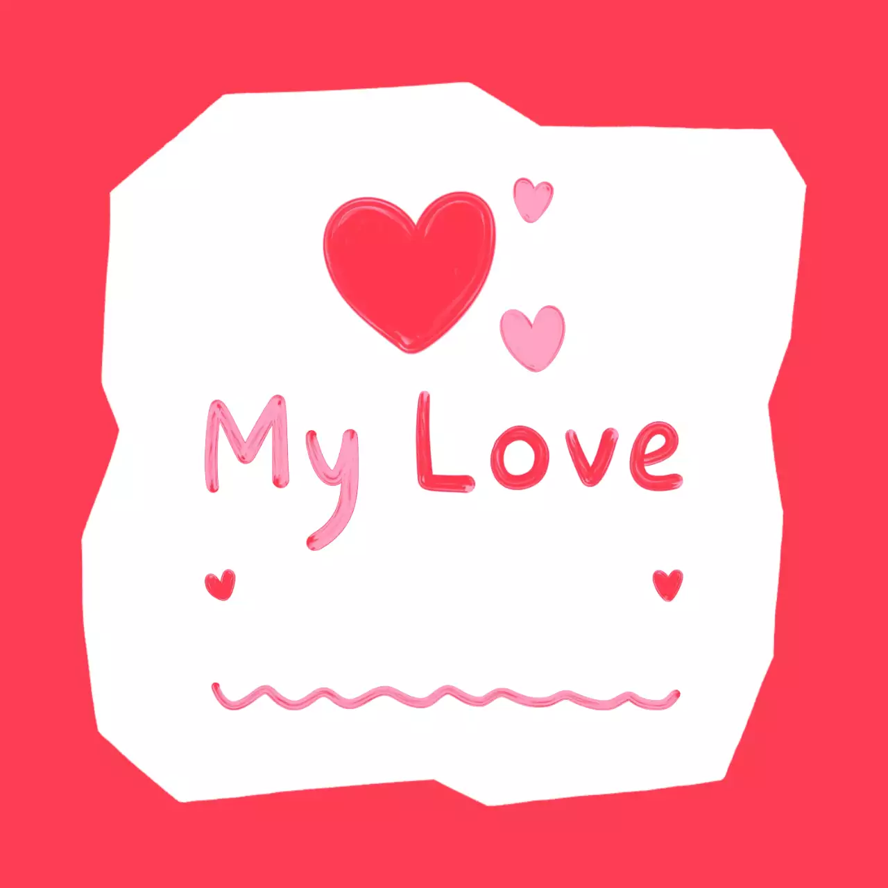 빨강 심플 사랑 편지