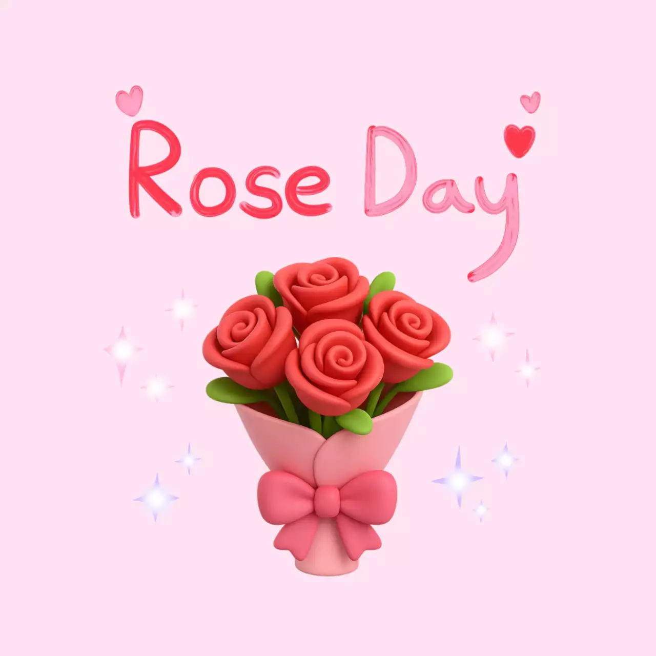 분홍색 아기자기한 로즈데이 축제 안내