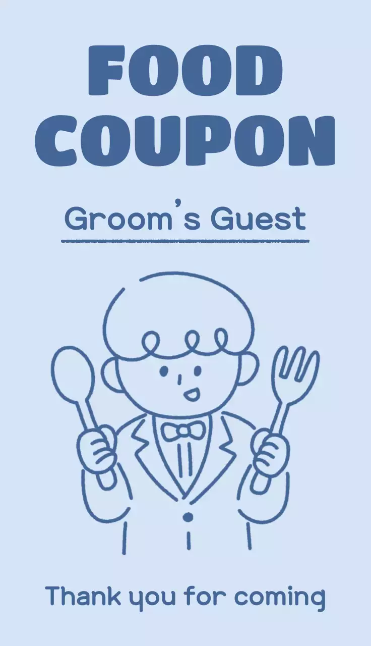 파란색 심플 음식 쿠폰 쿠폰