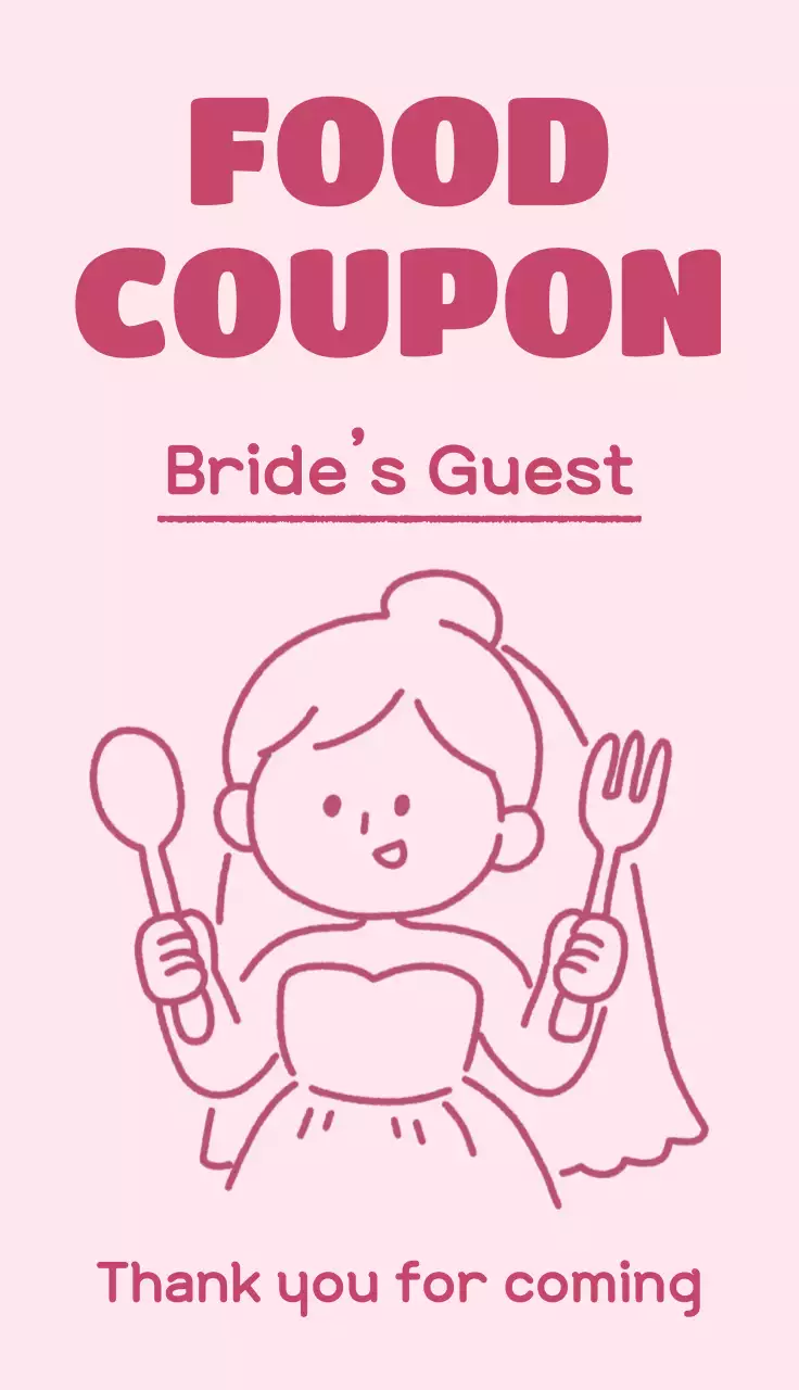 분홍 아기자기한 결혼식 음식 쿠폰