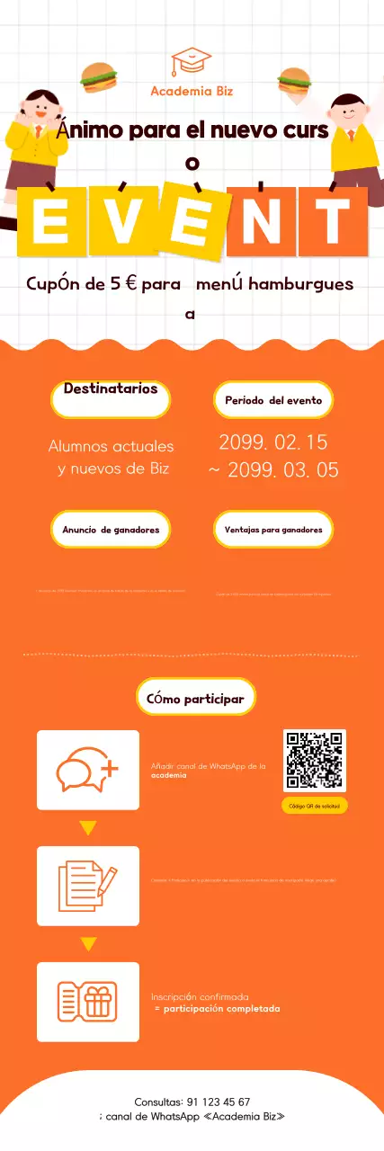 Anuncio del evento de apoyo para el nuevo semestre de Orange Simple Academy