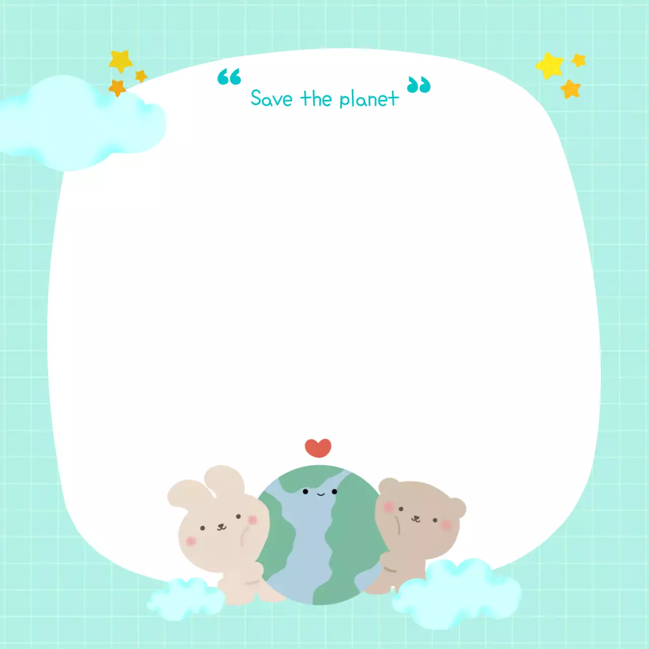 초록 아기자기한 환경 보호 캠페인