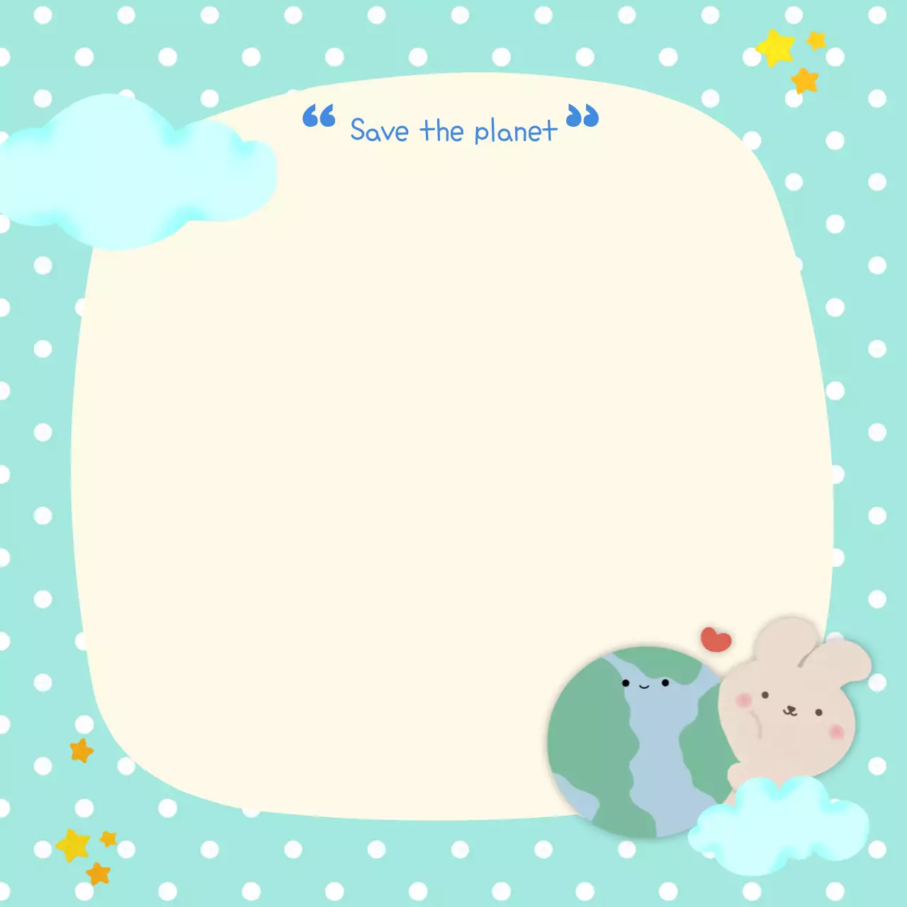 하늘색 아기자기한 환경 캠페인 안내