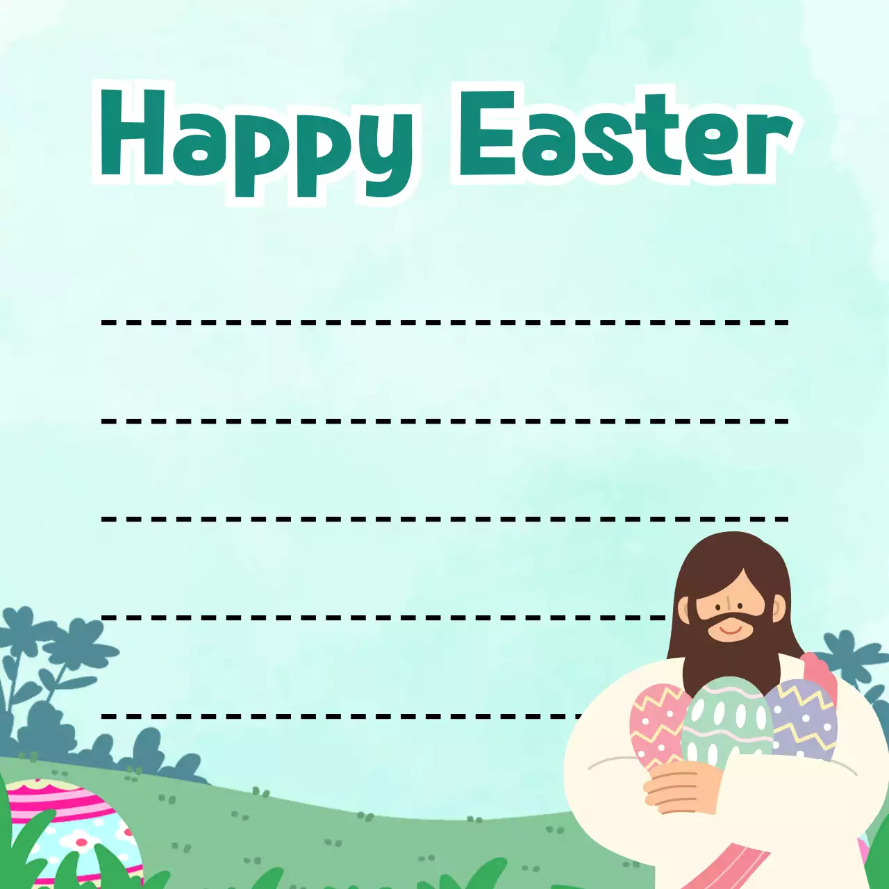 초록 심플 부활절 편지