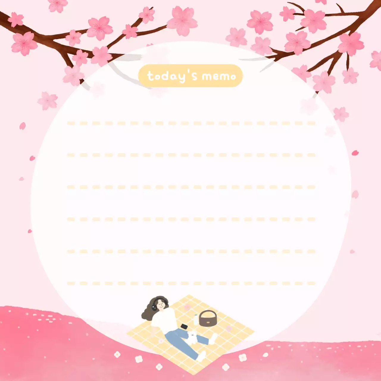 분홍 노랑 귀여운 메모지 문구