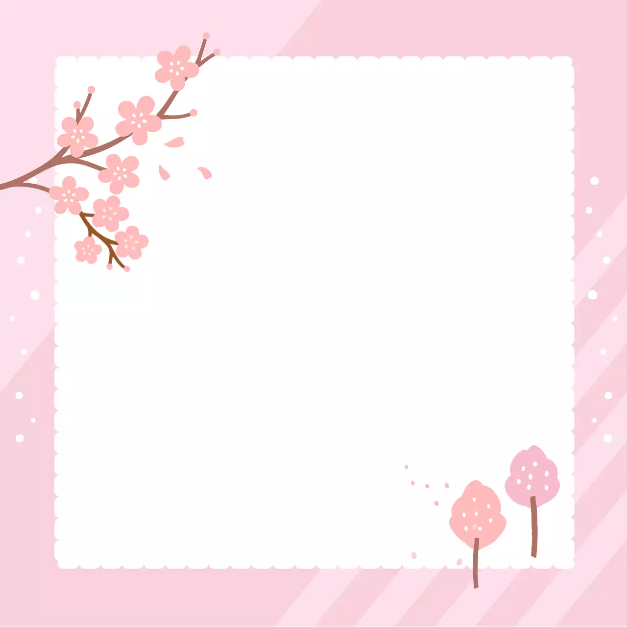 분홍색 아기자기한 봄꽃 엽서