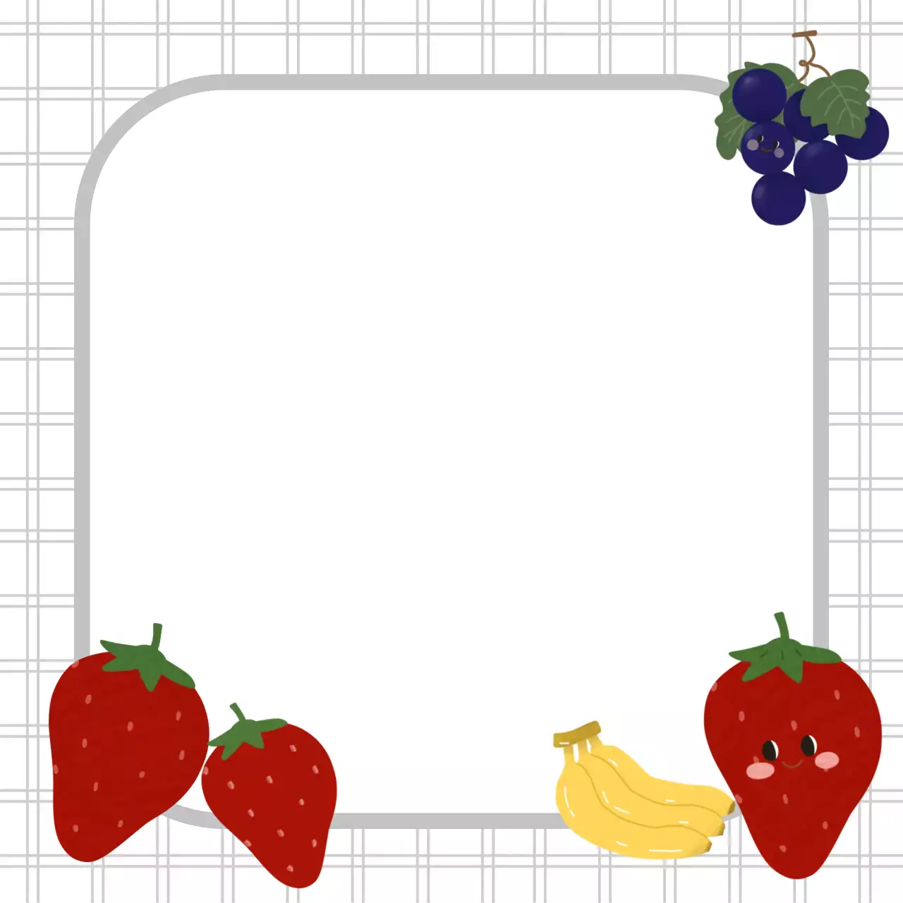 회색체크 달콤한 과일 포토프레임