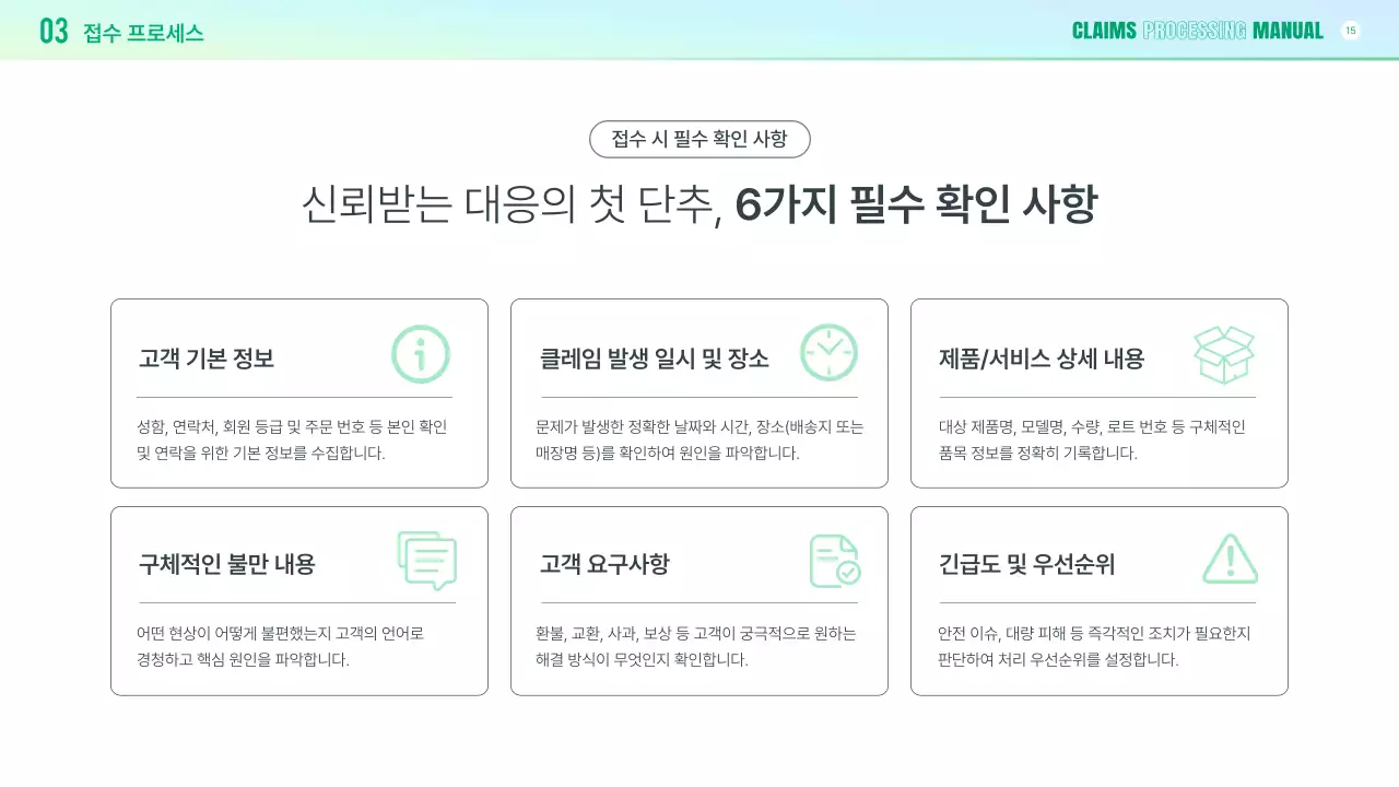 연두 깔끔 클레임 대응 매뉴얼