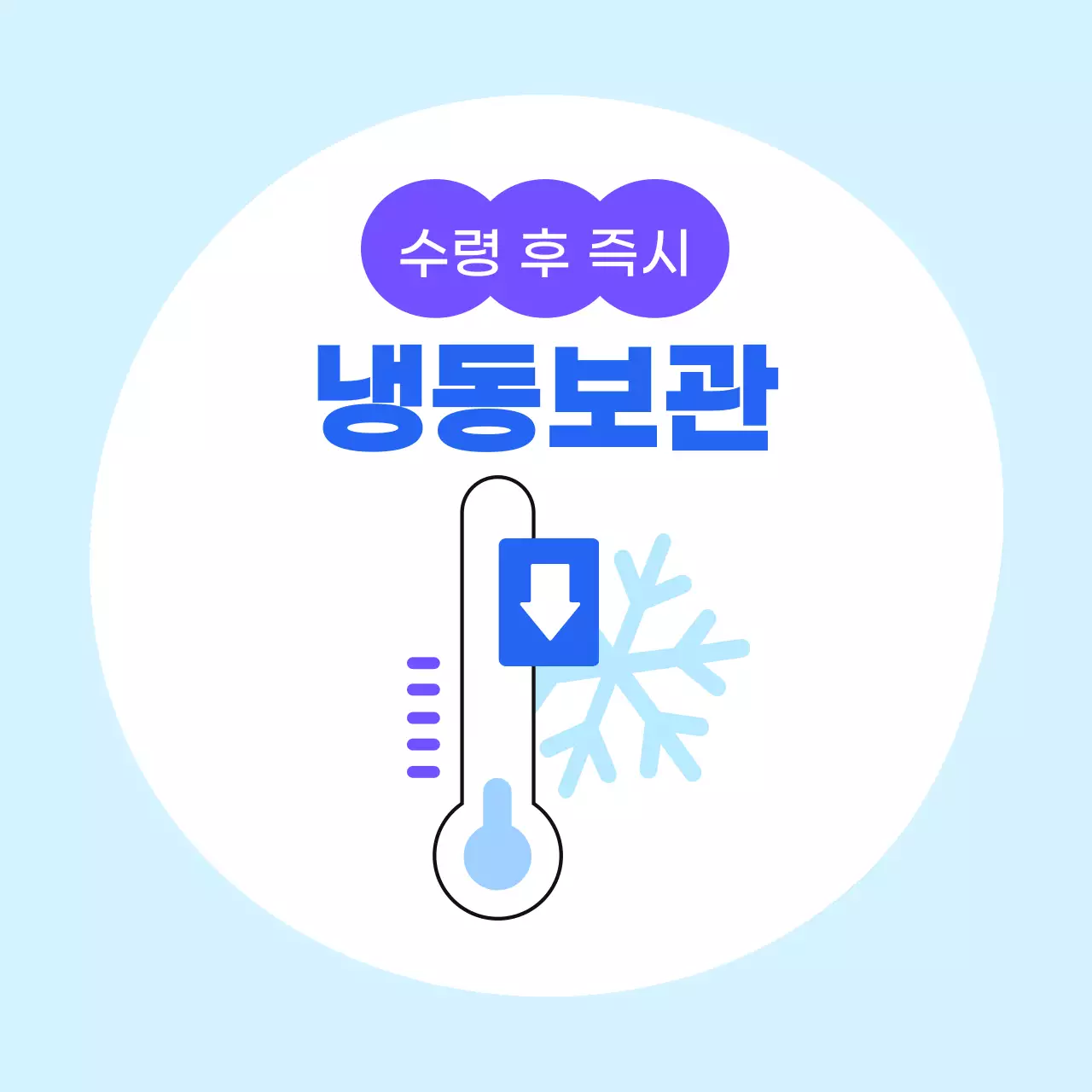 파란색 심플 냉동보관 안내