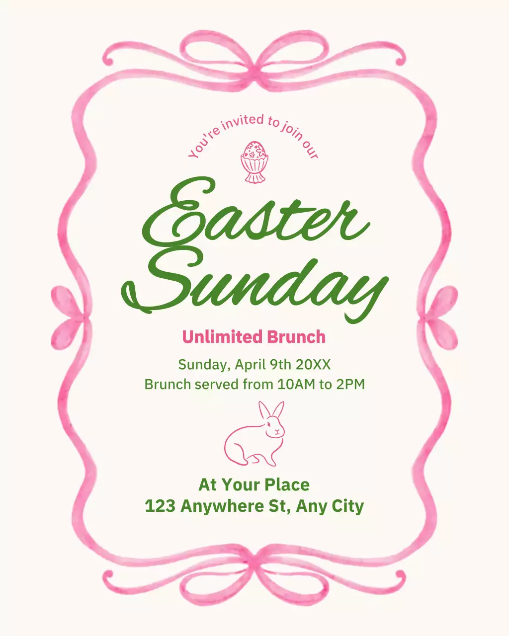 분홍색 아기자기한 부활절 브런치 초대장