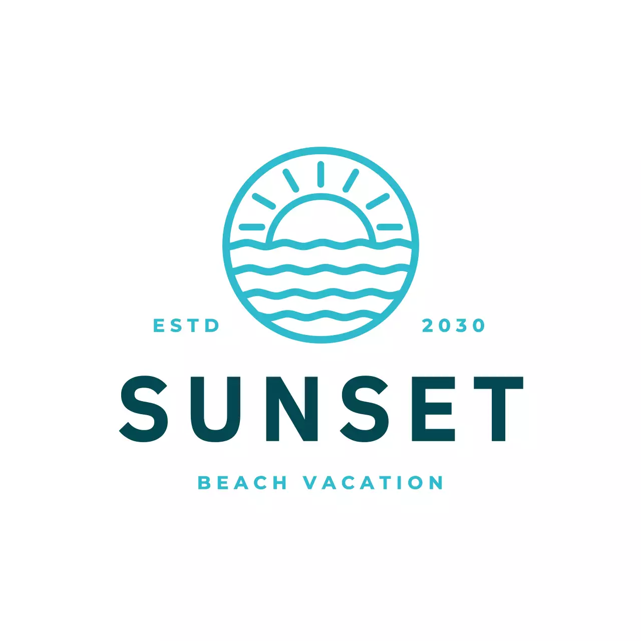 teal minimalist beach vacation brand identity
