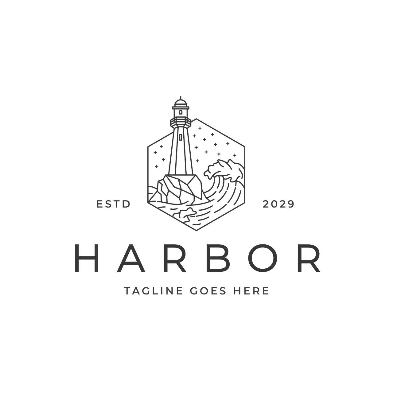 Black Minimal Lighthouse Harbor Brand Identity