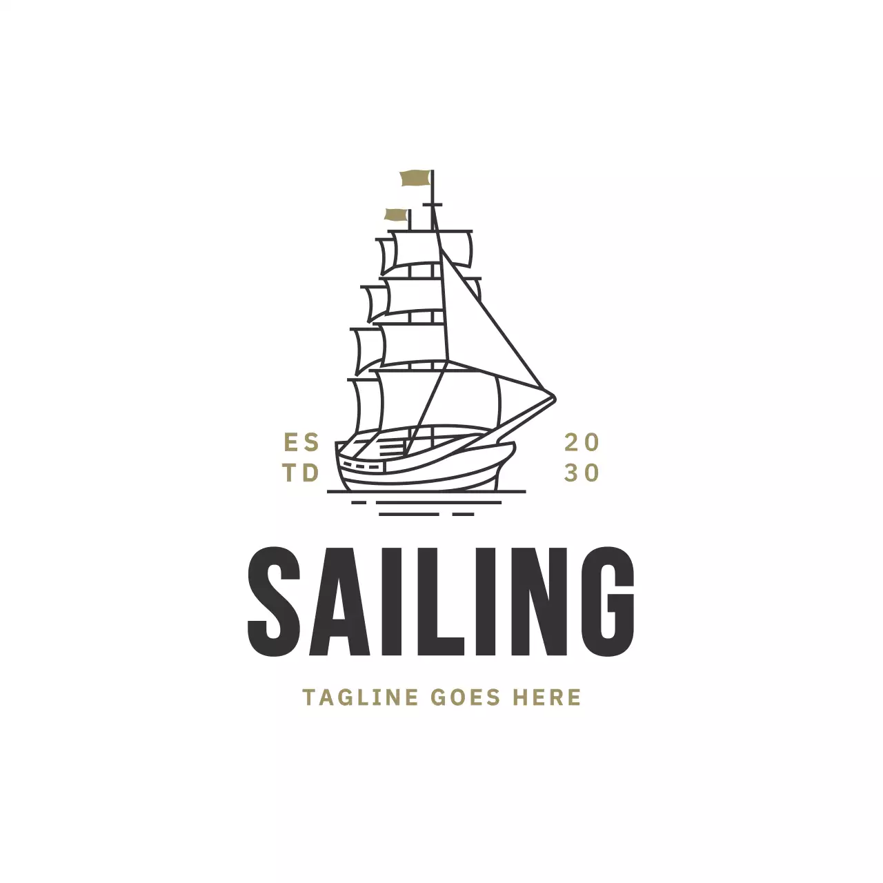 브랜드 아이덴티티를 위한 베이지색 미니멀한 범선