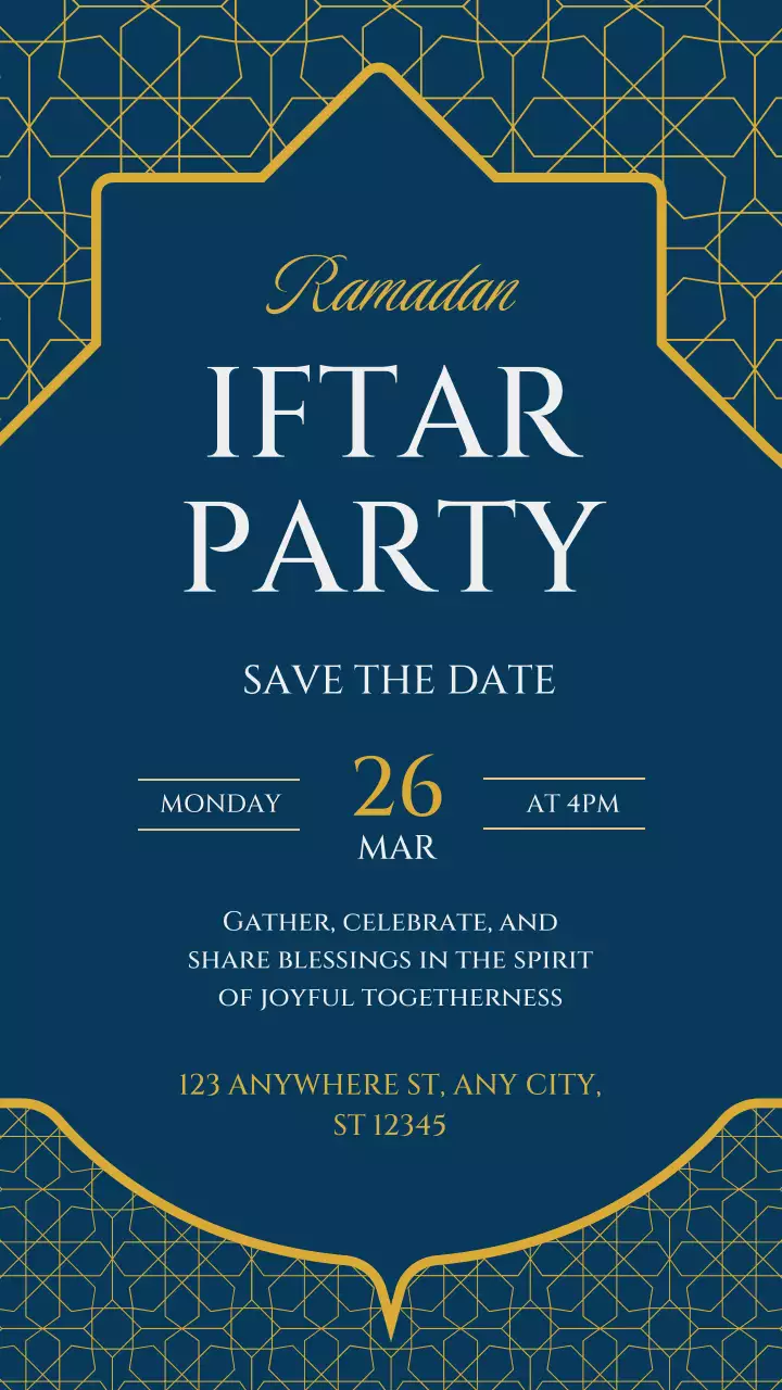 navy elegant Ramadan iftar party event
