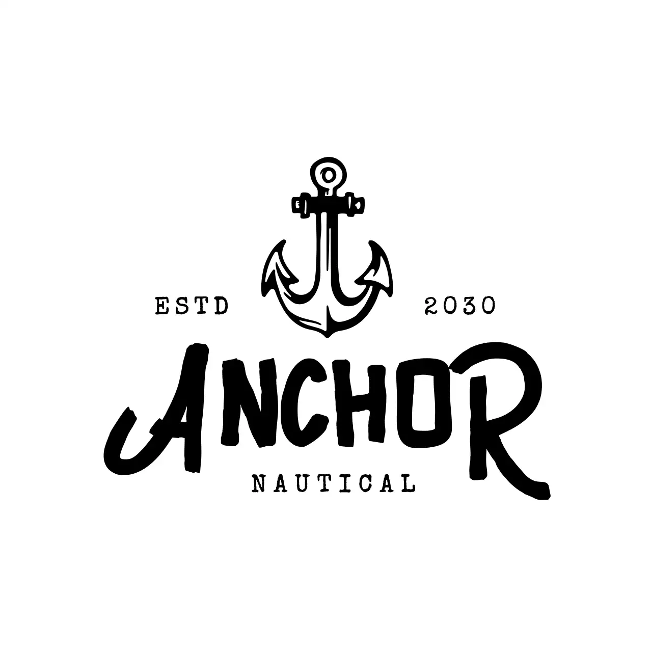 Black Vintage Maritime Anchor Branding