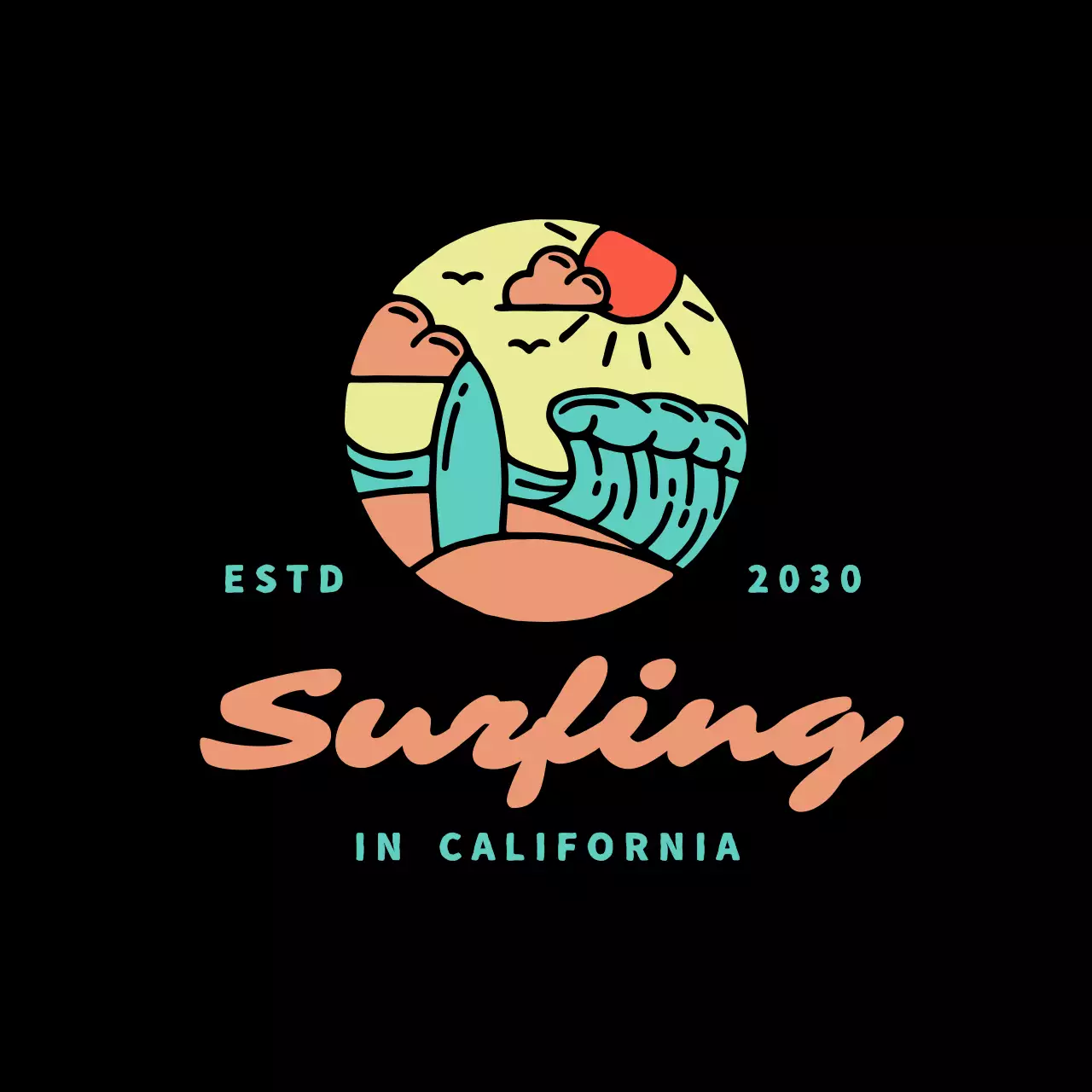 orange vintage surfing advertisement