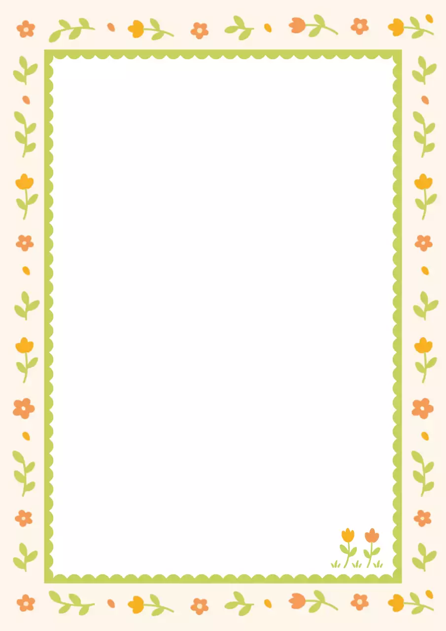 연두색 아기자기한 꽃무늬 편지