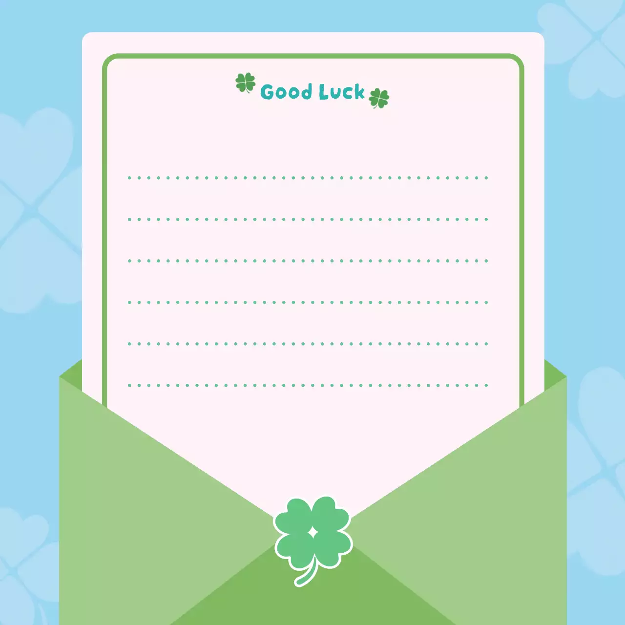 Cute green lucky message frame