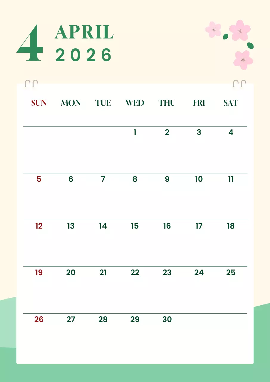 초록 심플 4월 계획