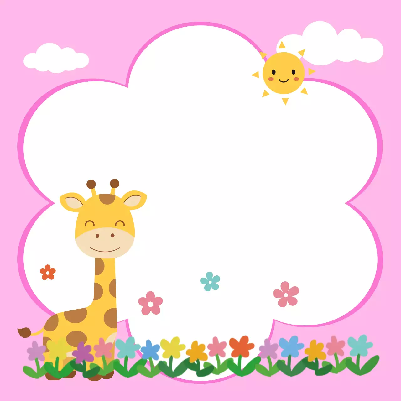 분홍색의 귀여운 기린 필기 문구