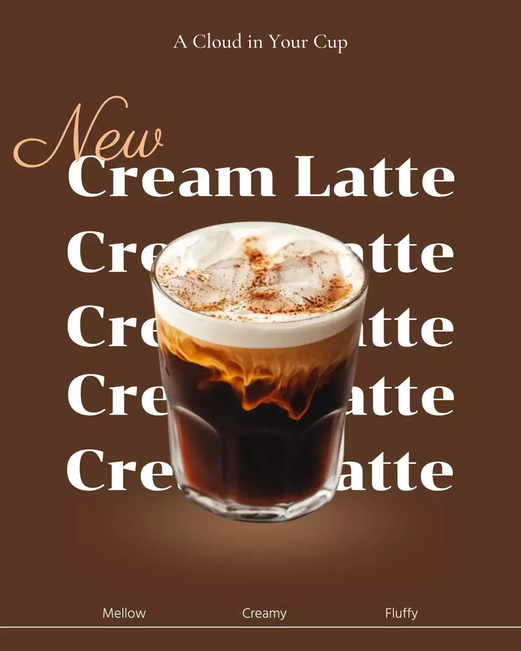 갈색 깔끔 크림라떼 메뉴 홍보