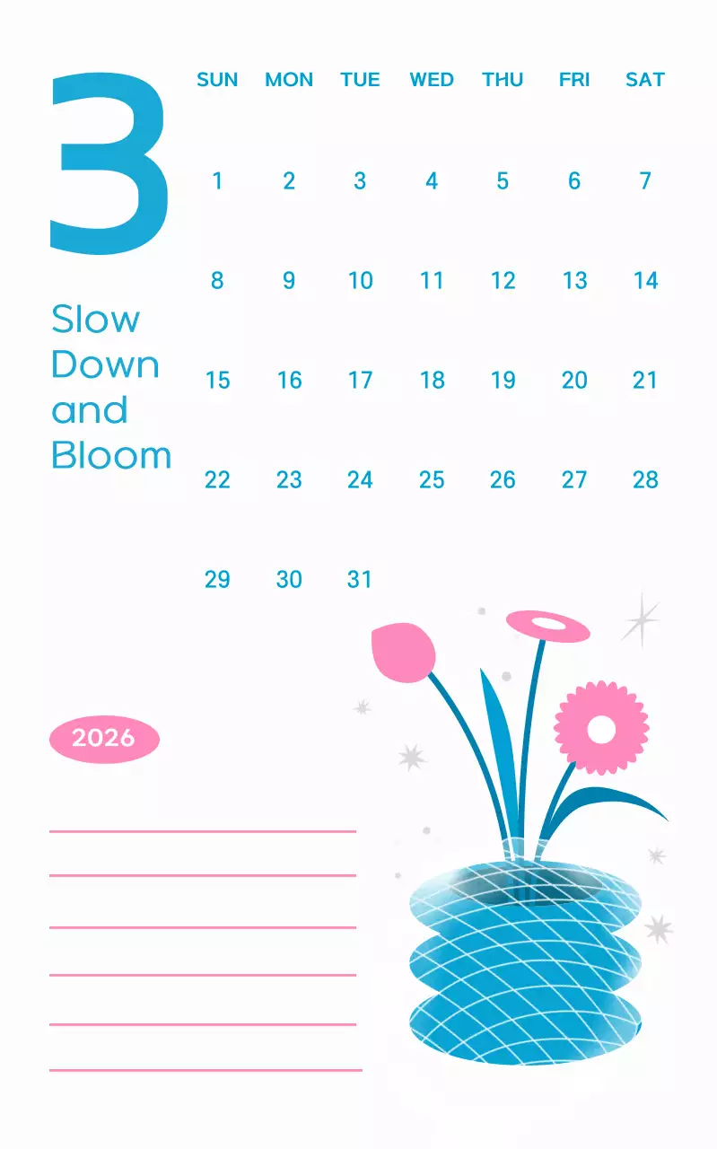 하늘색 미니멀 캘린더 안내