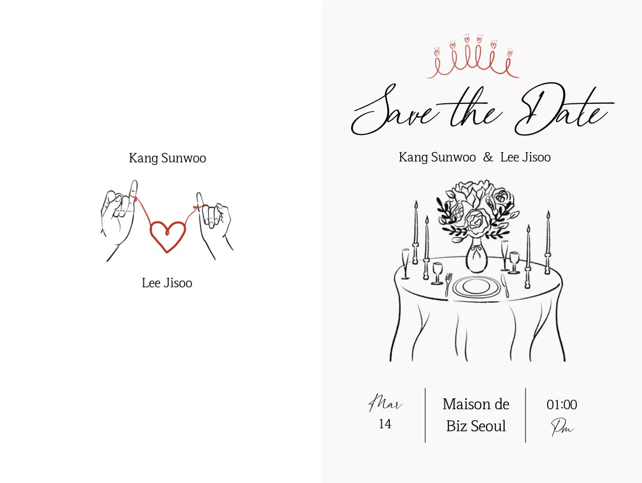 흰색 심플 결혼 초대장 웨딩 청첩장