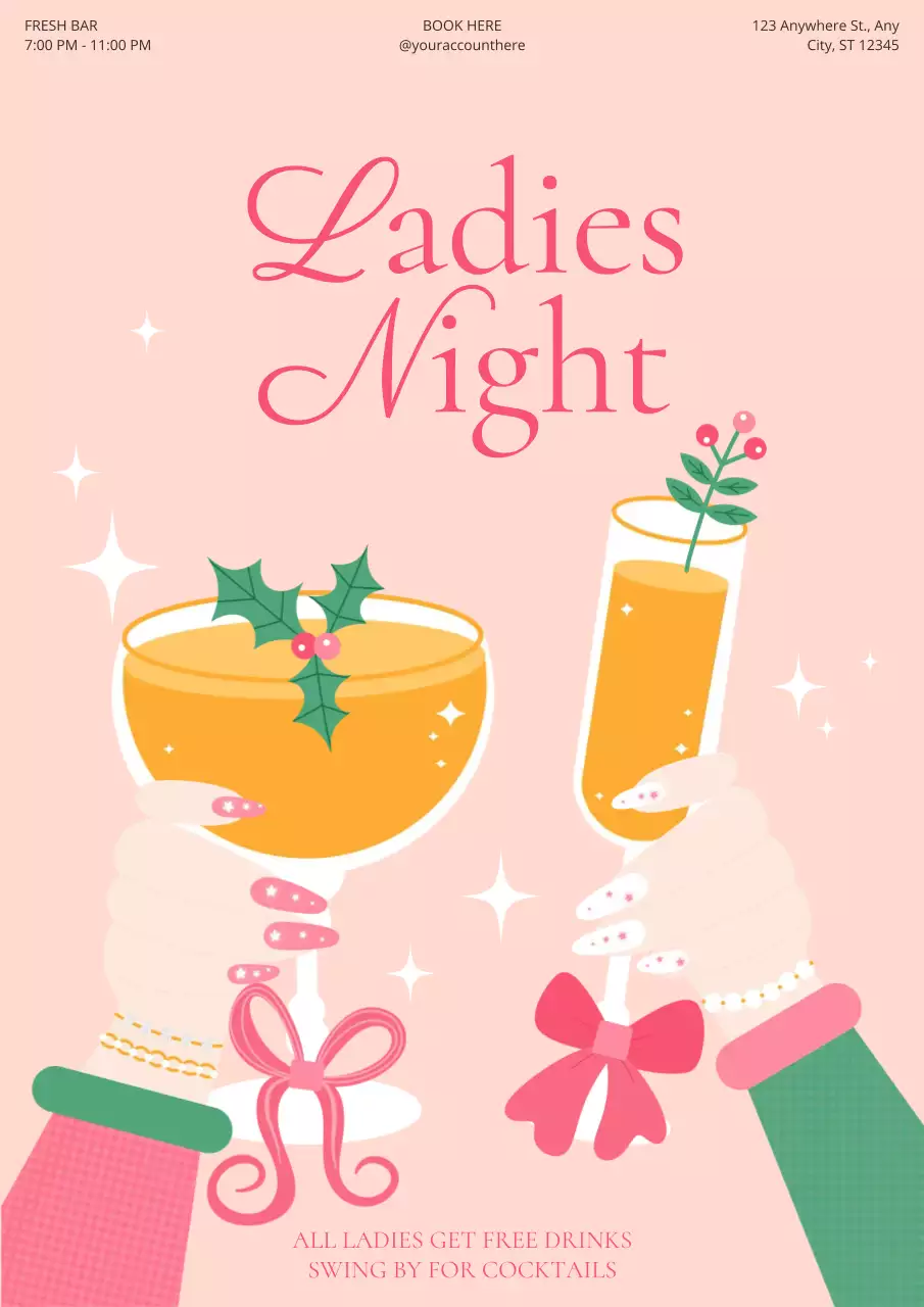 핑크 아기자기한 칵테일 파티 안내