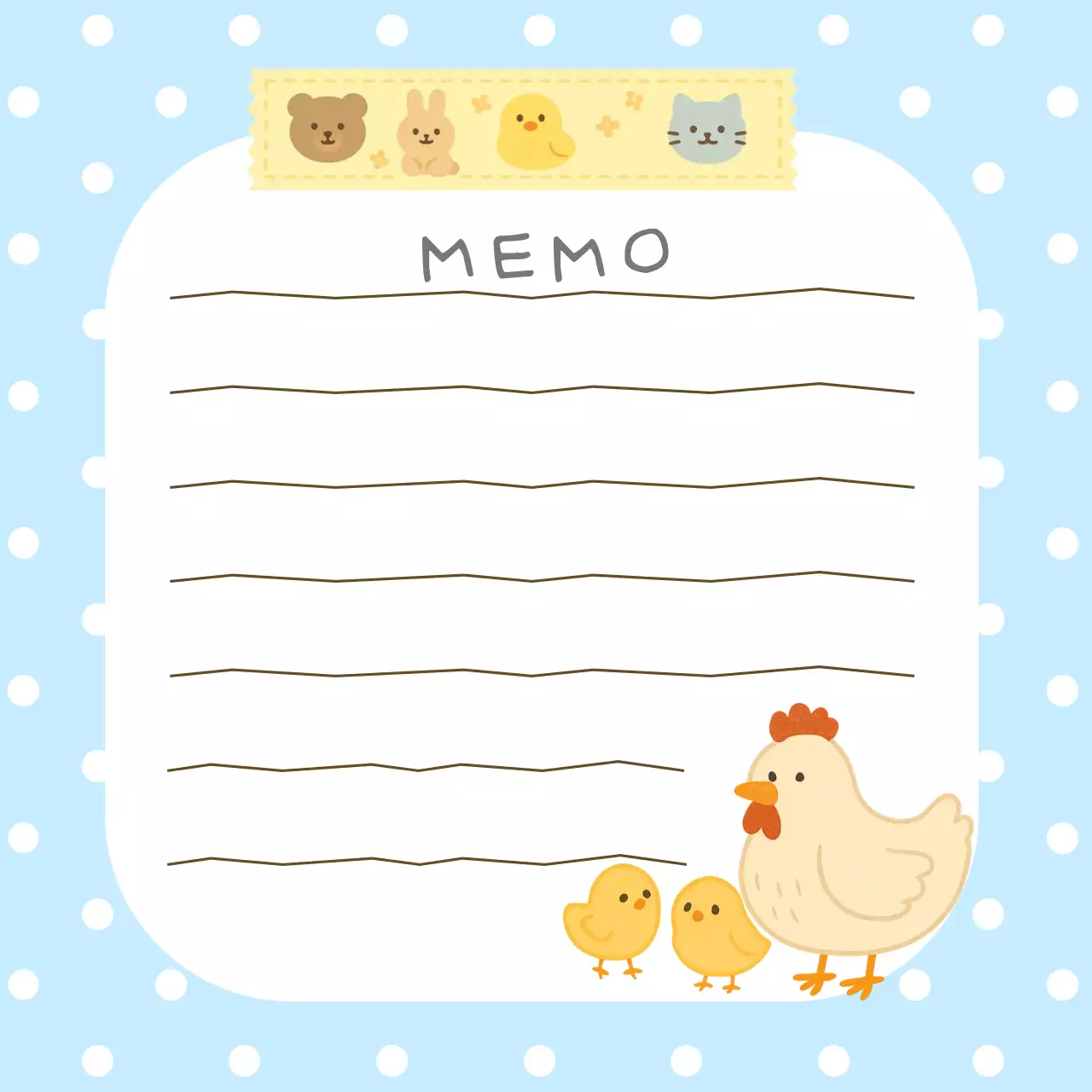 파란색 아기자기한 동물 문구 프레임