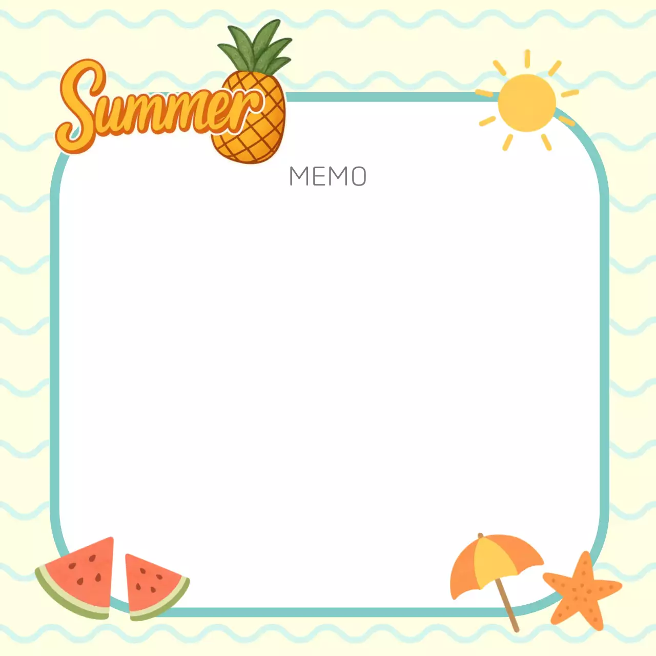 노랑 아기자기한 여름 문구 프레임