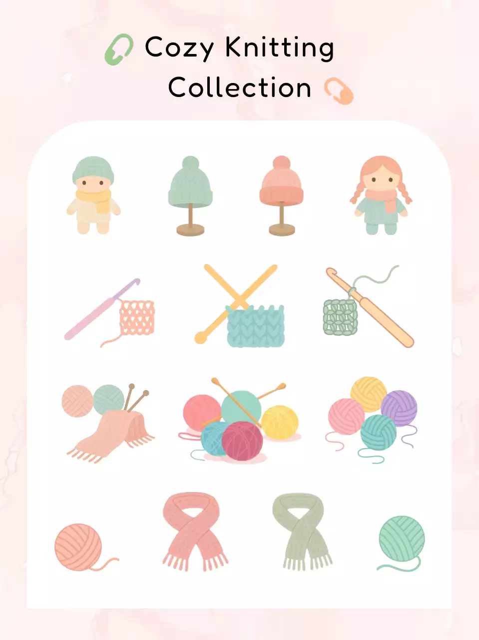 분홍색 아기자기한 뜨개질 용품 모집