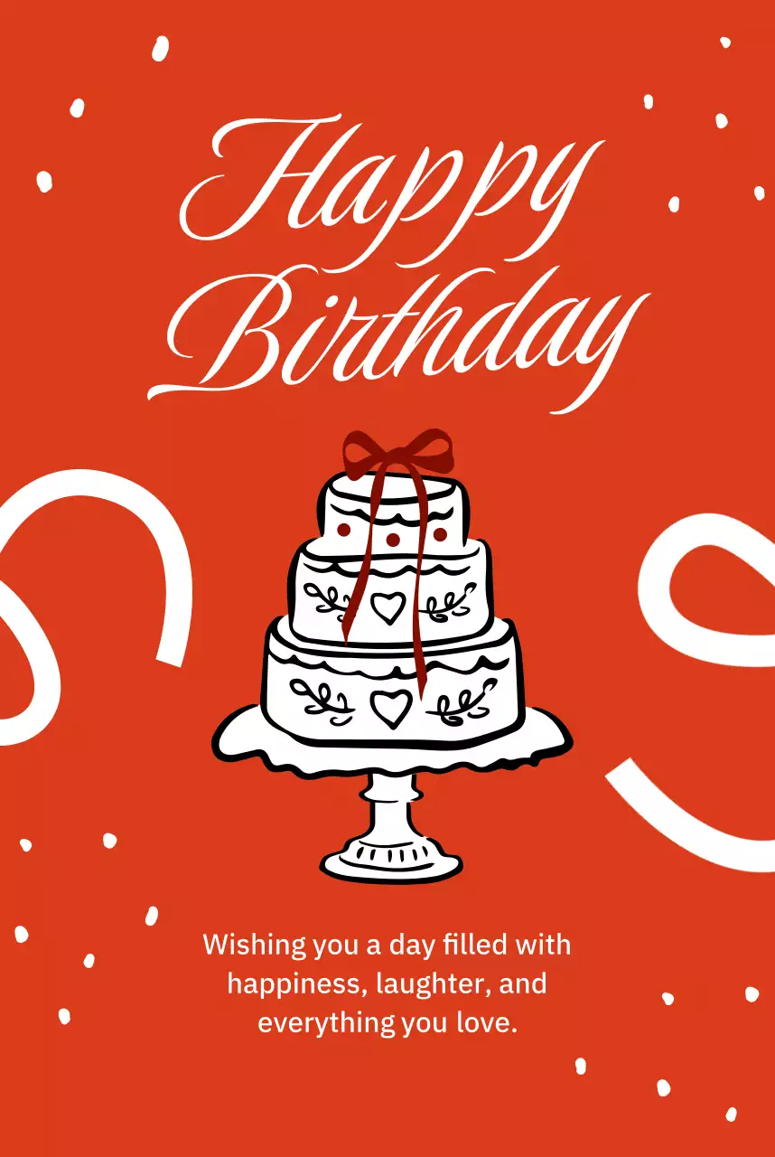 red elegant birthday greetings card