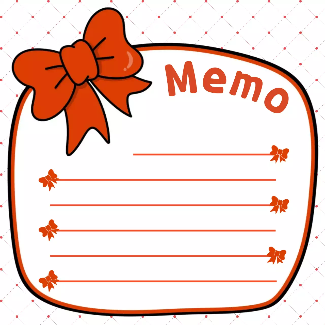 빨강 아기자기한 리본 메모 노트