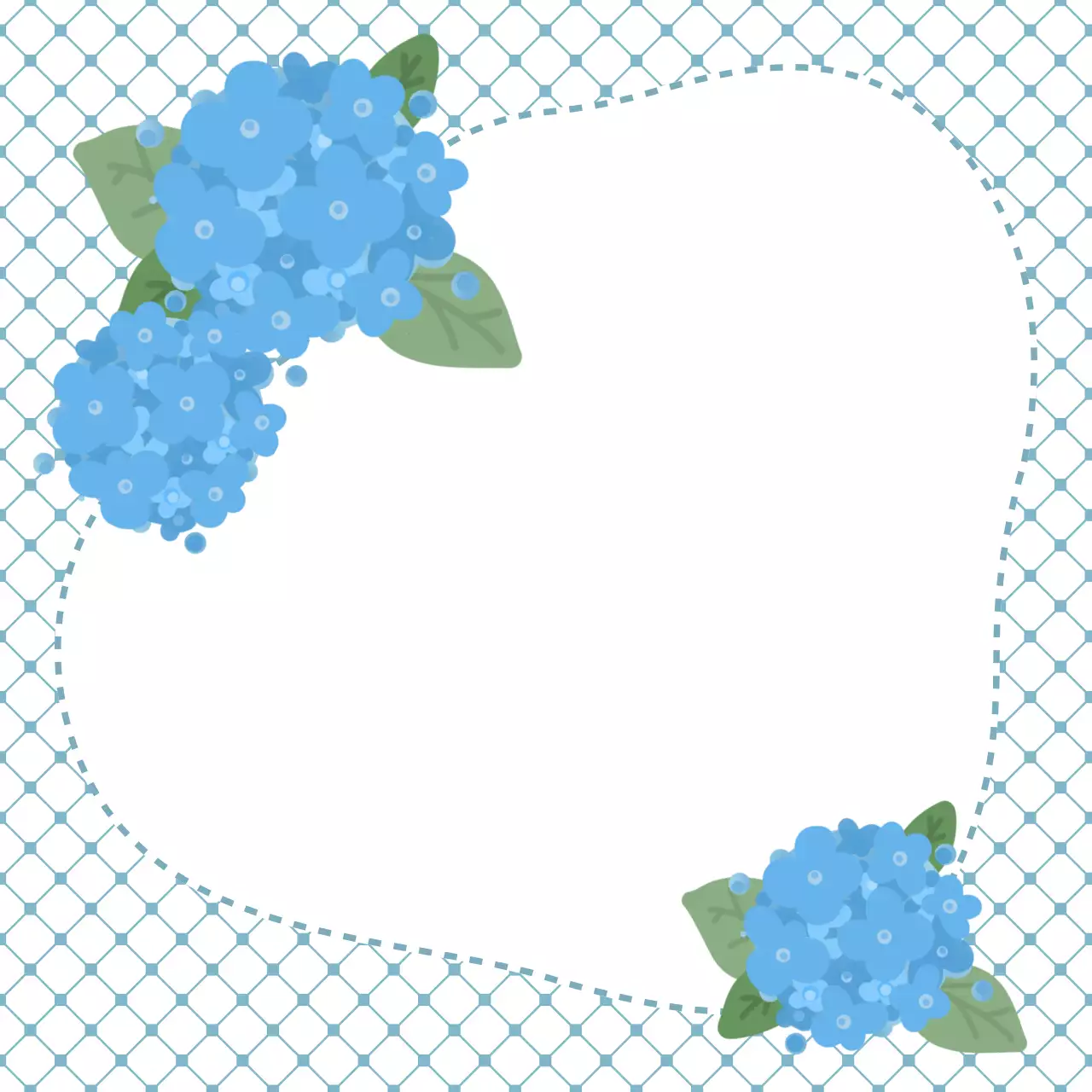 파랑 심플 수국 꽃장식 미니노트