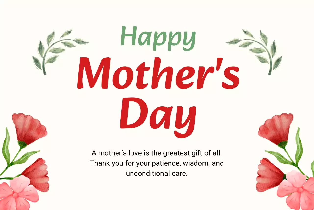 red simple Mother's Day greeting