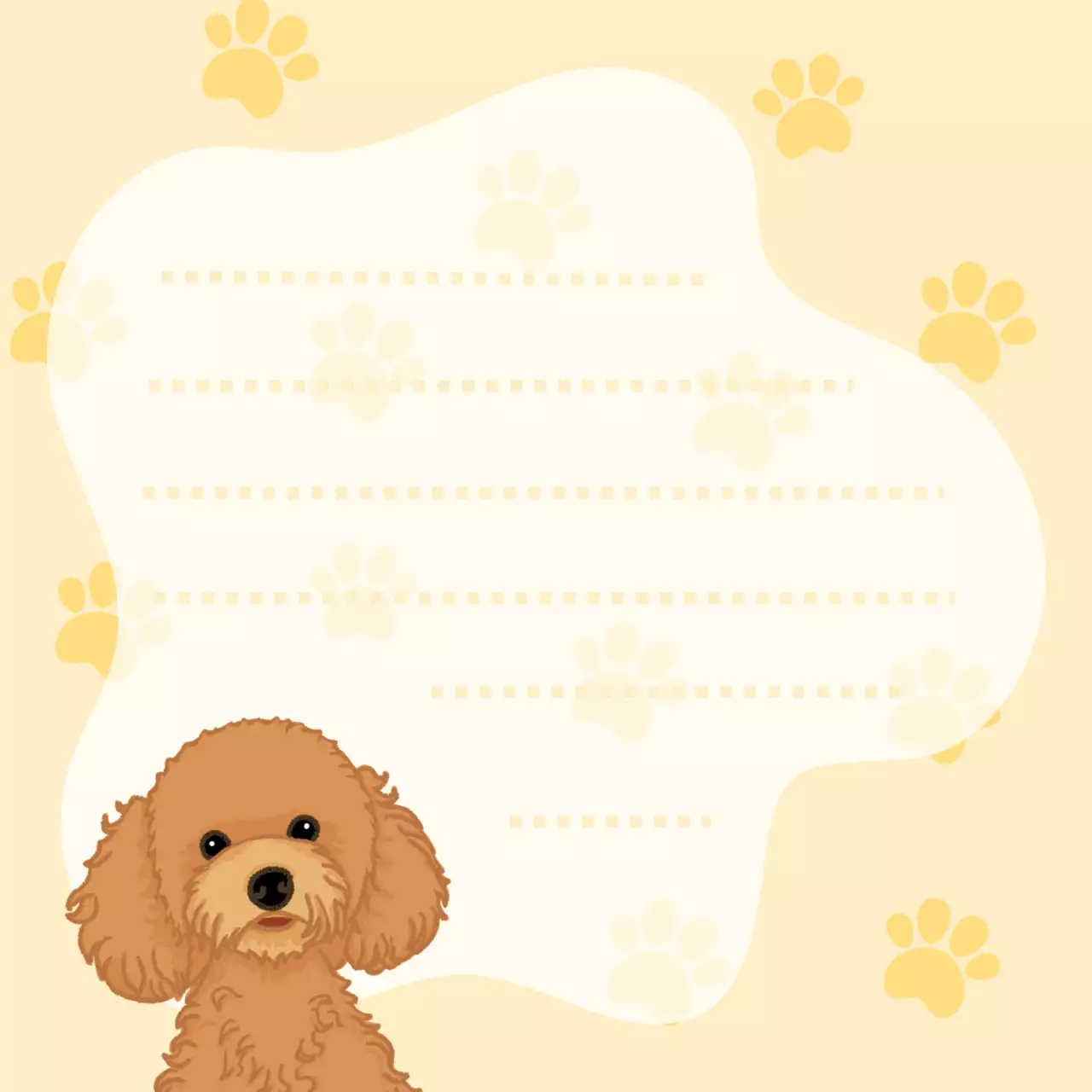 노란색 아기자기한 강아지 편지