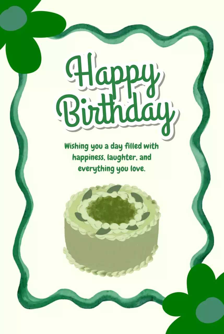 green simple birthday invitation card