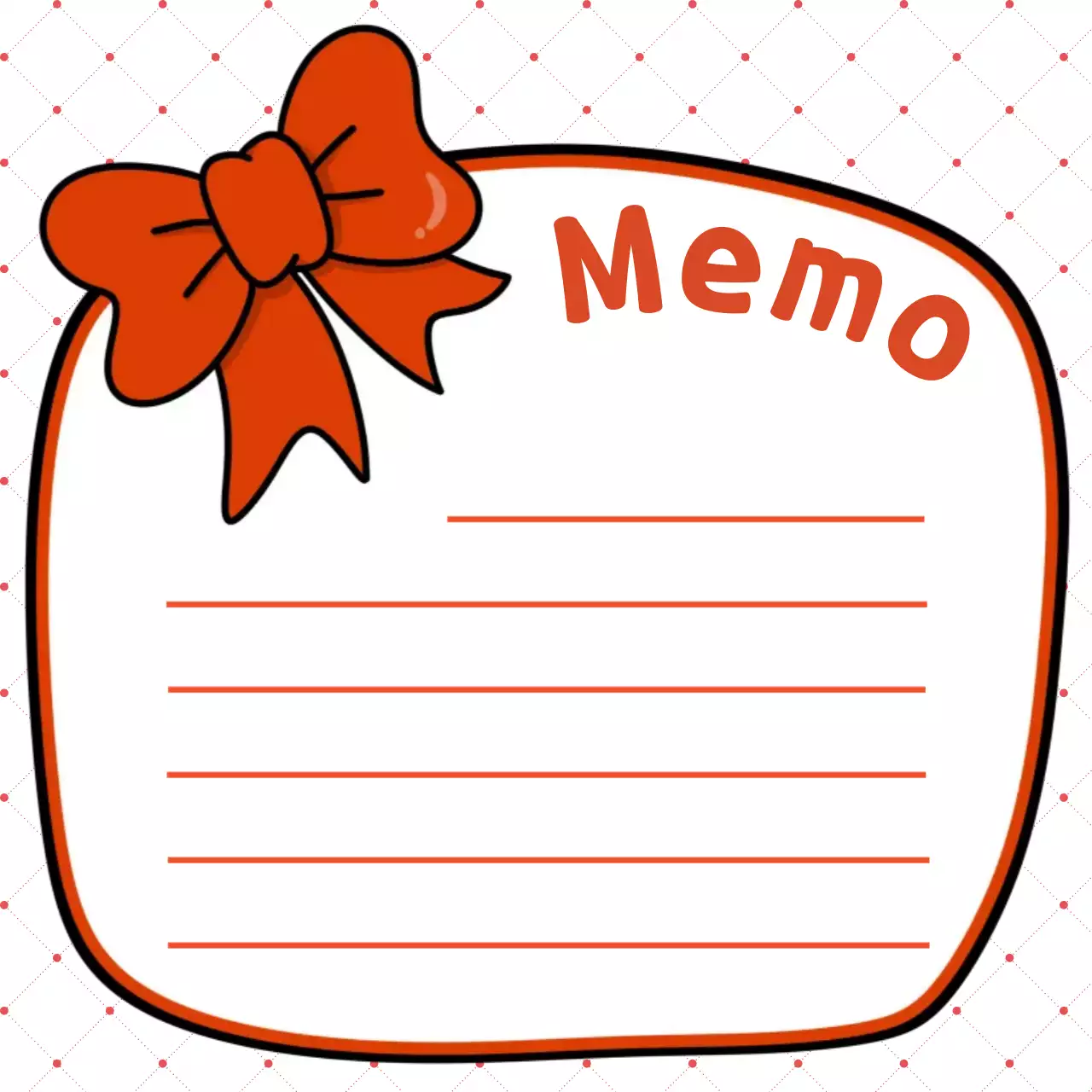 빨강 리본 심플 메모 노트