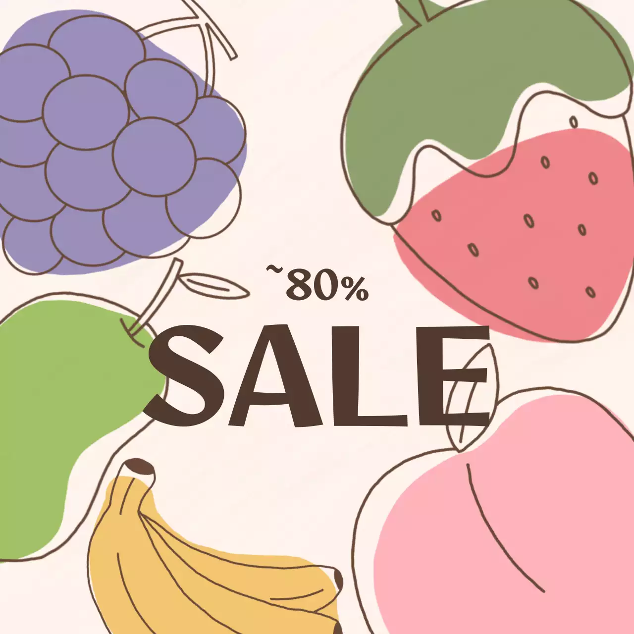 파스텔 산뜻한 과일 세일