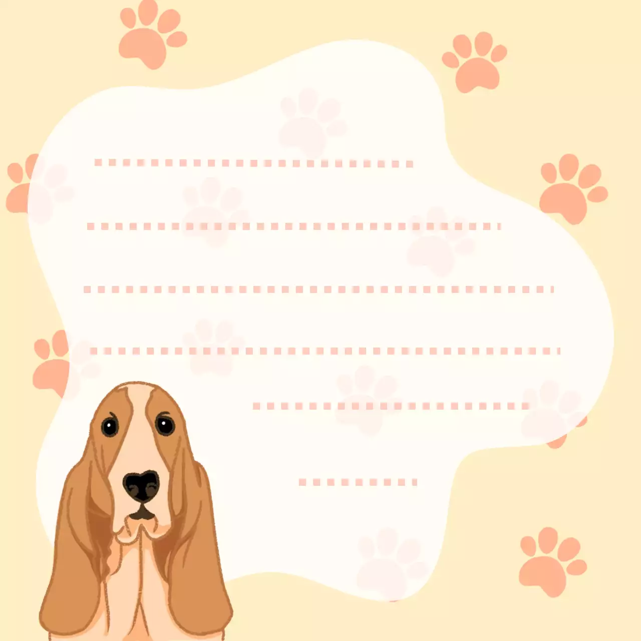 노란색 아기자기한 강아지 편지