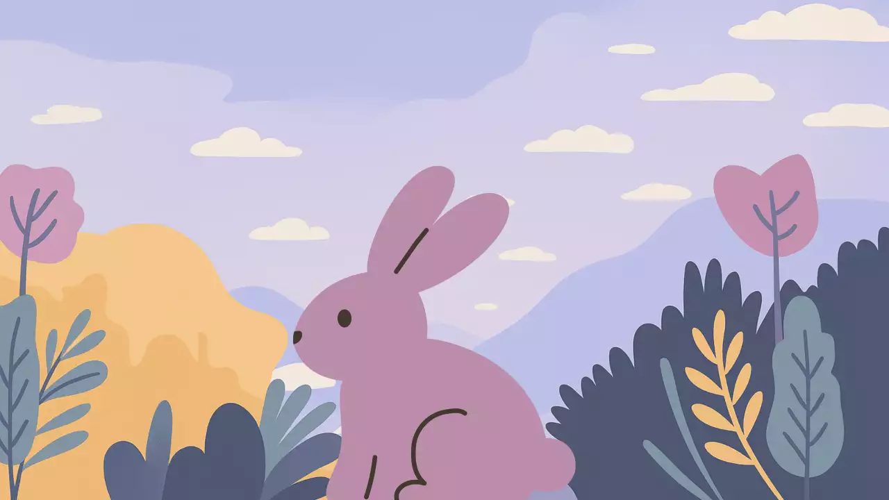 배경 보라색을 사용한 간단한 동물 만화 포스터