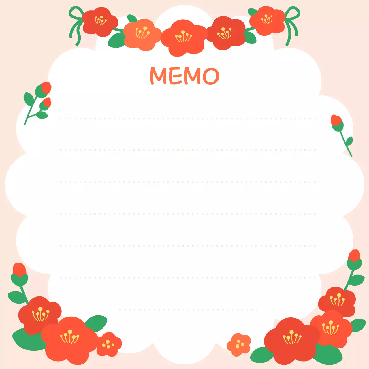 핑크 아기자기한 꽃 메모