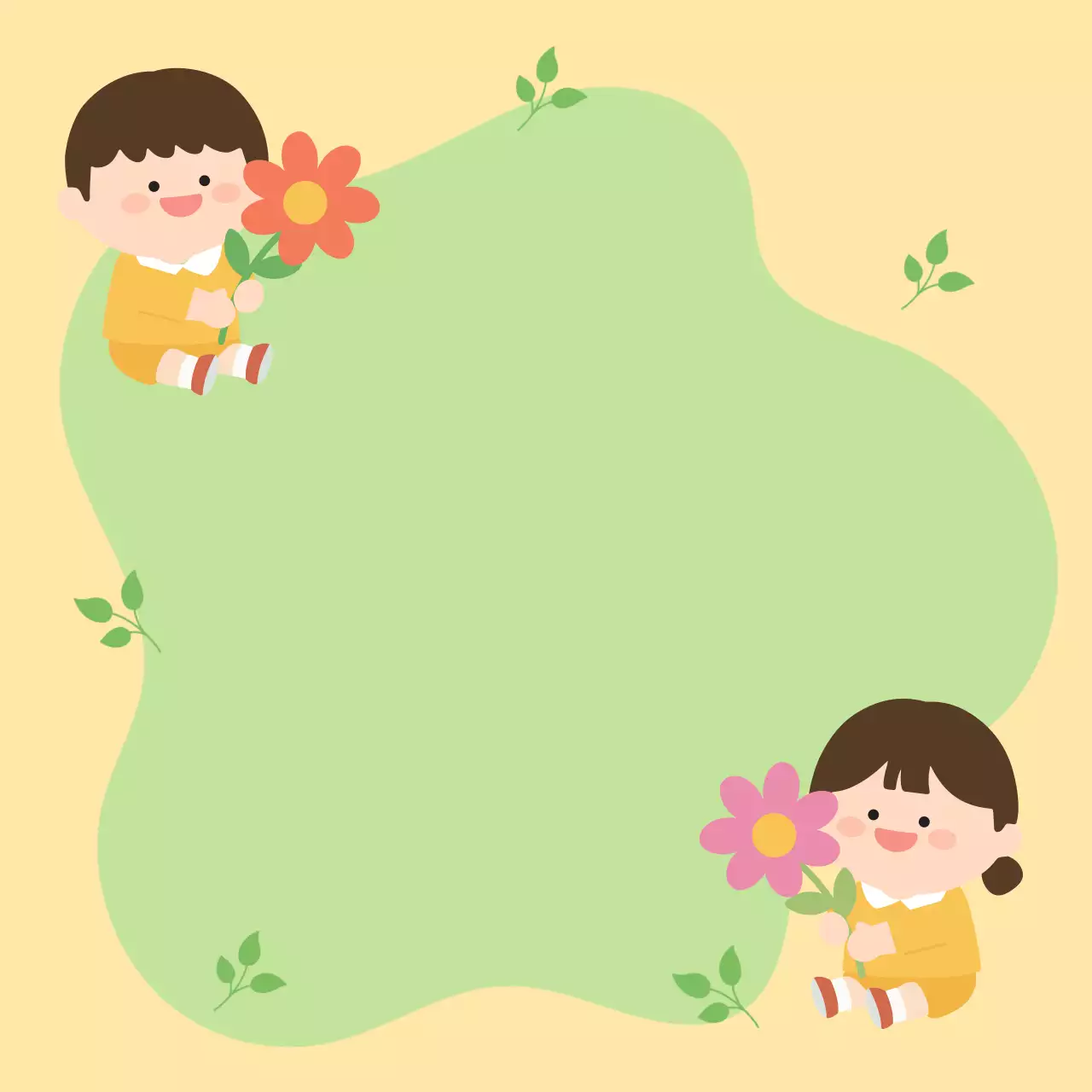 노란색 아기자기한 어린이 엽서